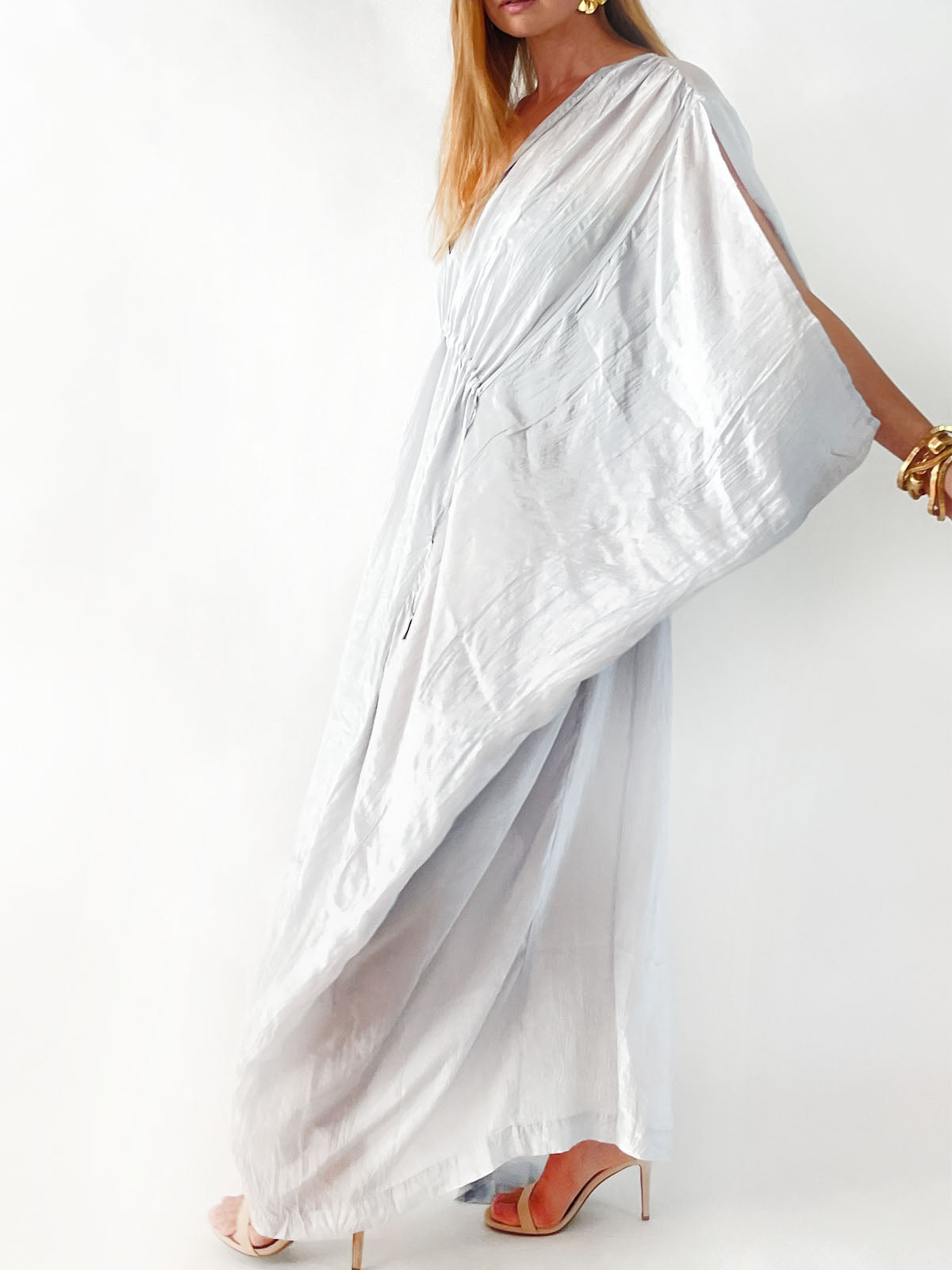 Amy Silk Caftan | White