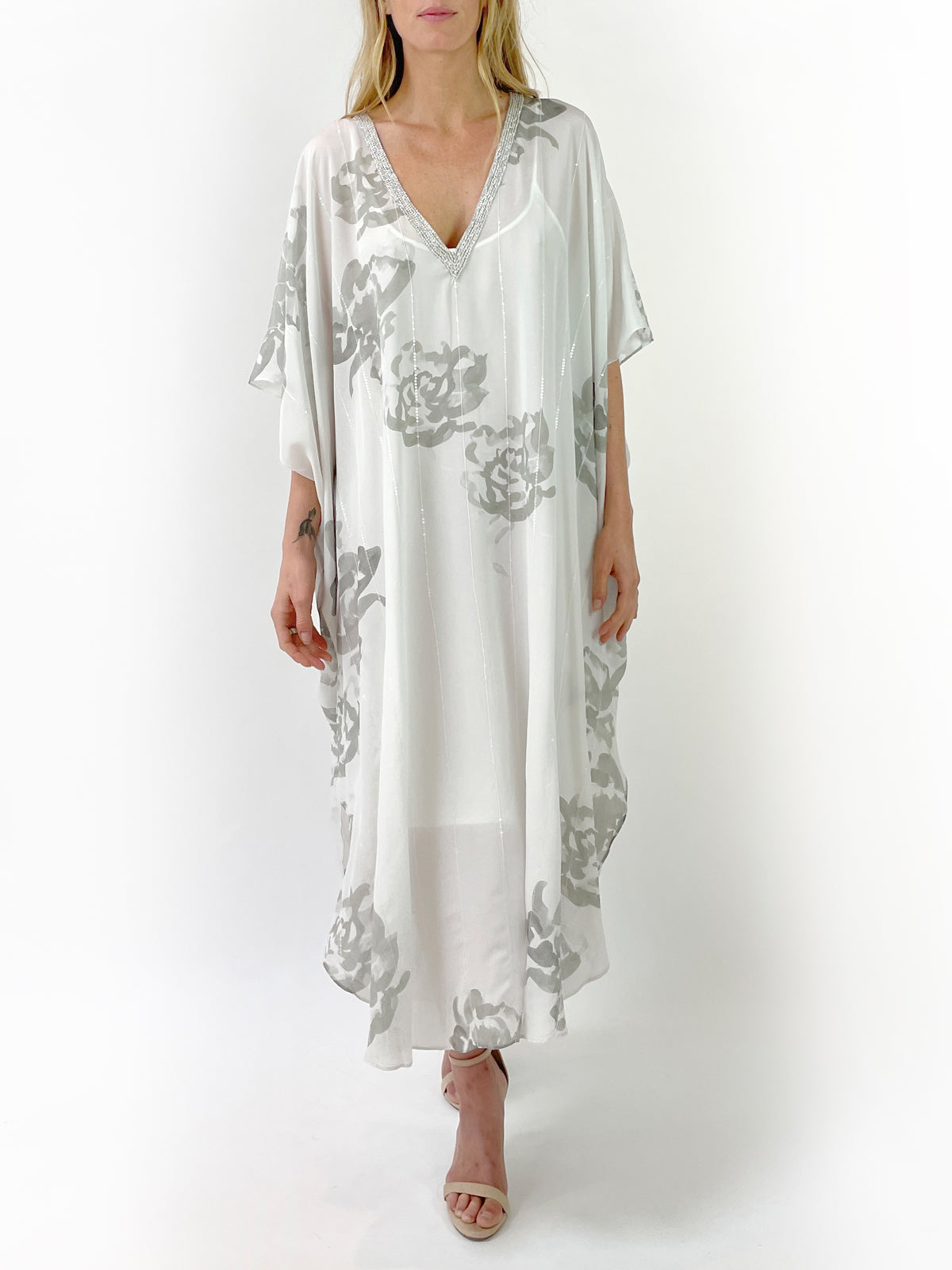 Avery Silk Caftan | Stone