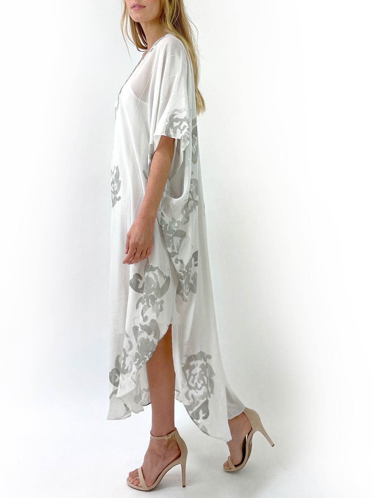 Avery Silk Caftan | Stone