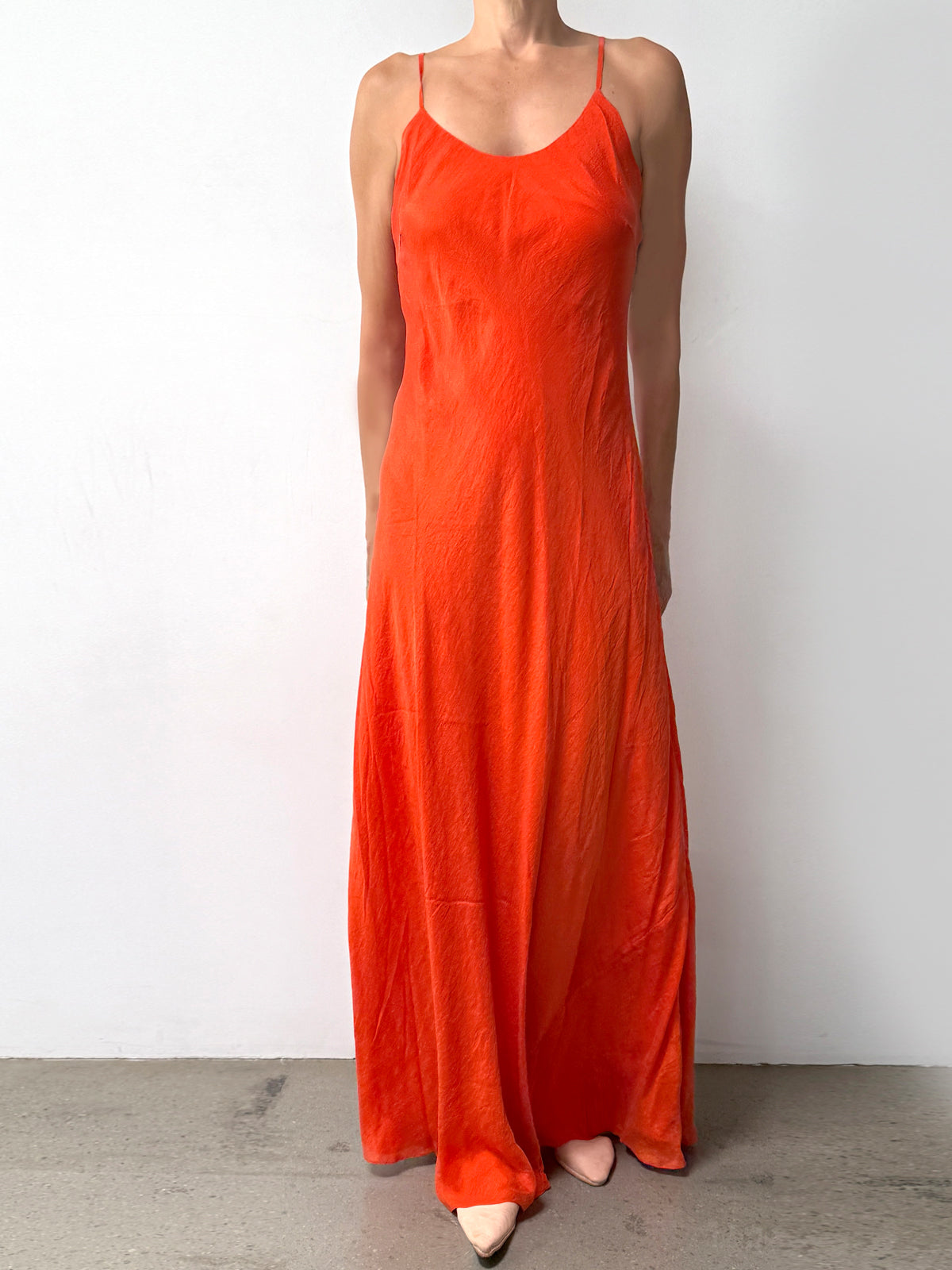 Double Layer Silk Slip Dress | Coral