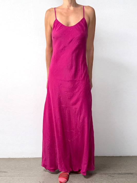 Double Layer Silk Slip Dress | Fuchsia