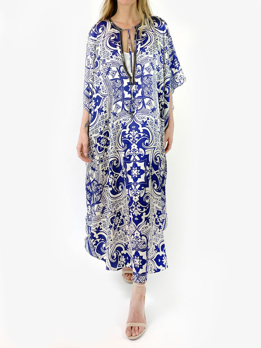 Mila Silk Caftan | Blue