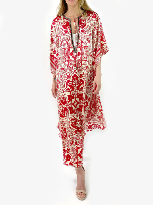 Mila Silk Caftan | Red