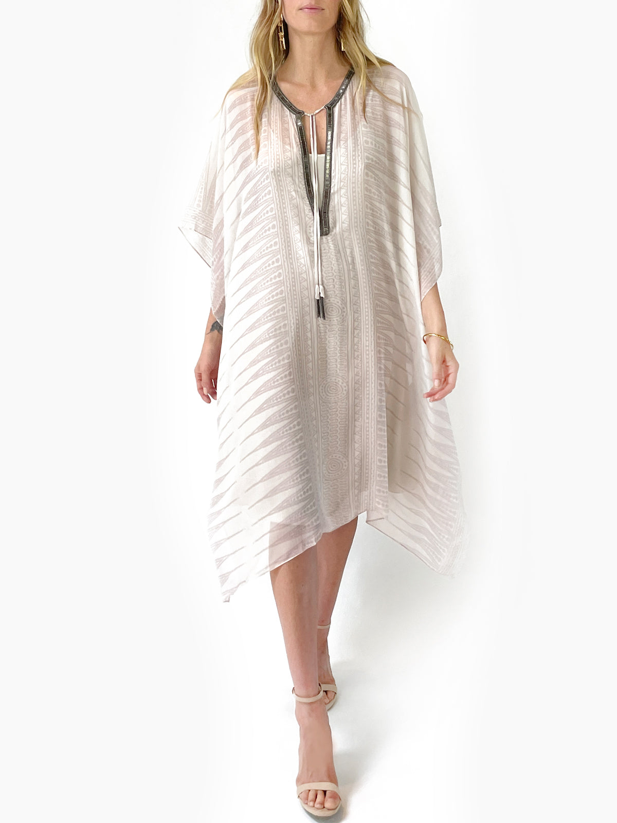 Kashvi Short Silk Caftan | Cream