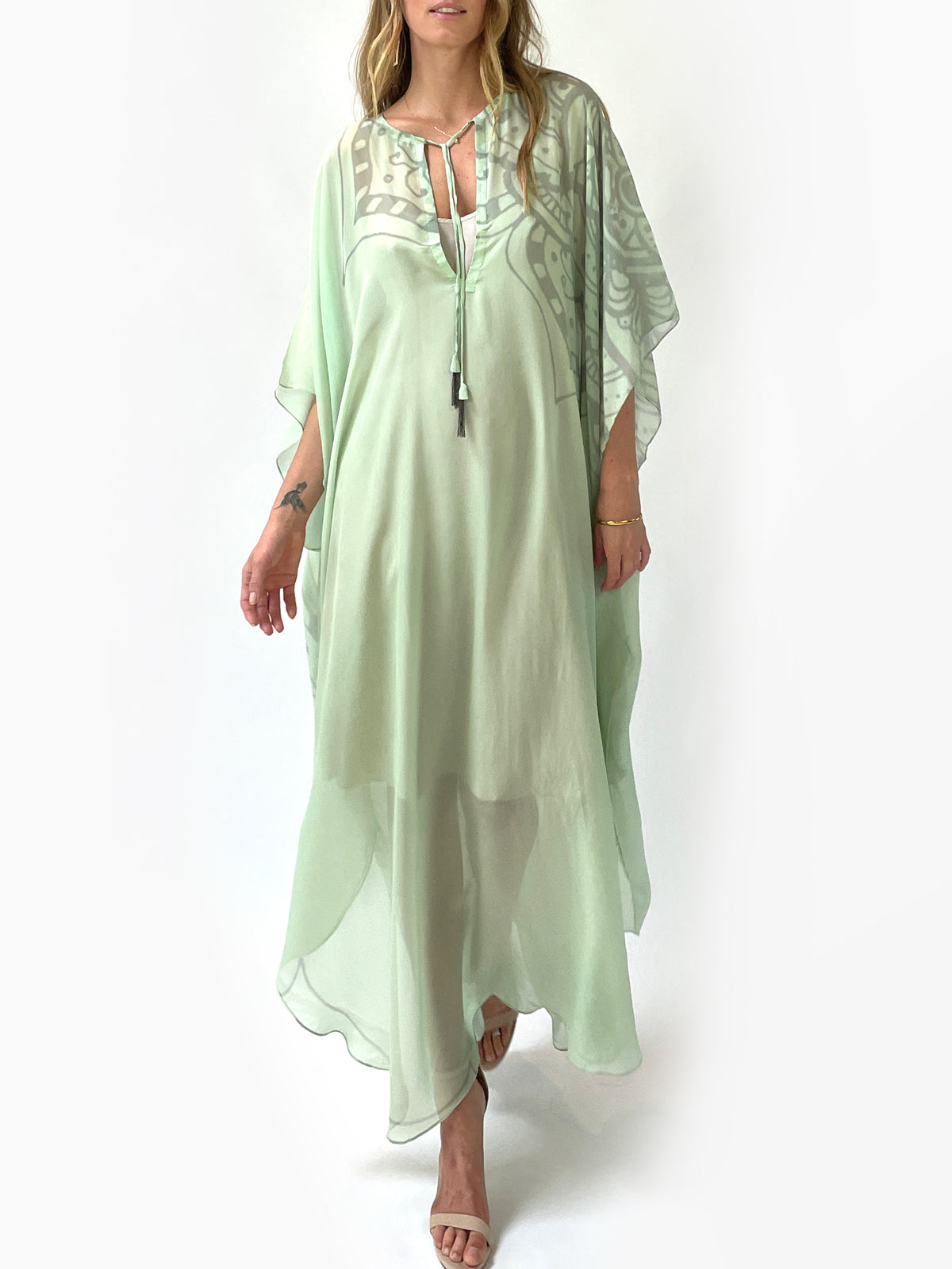 Mandala Silk Caftan  | Jade