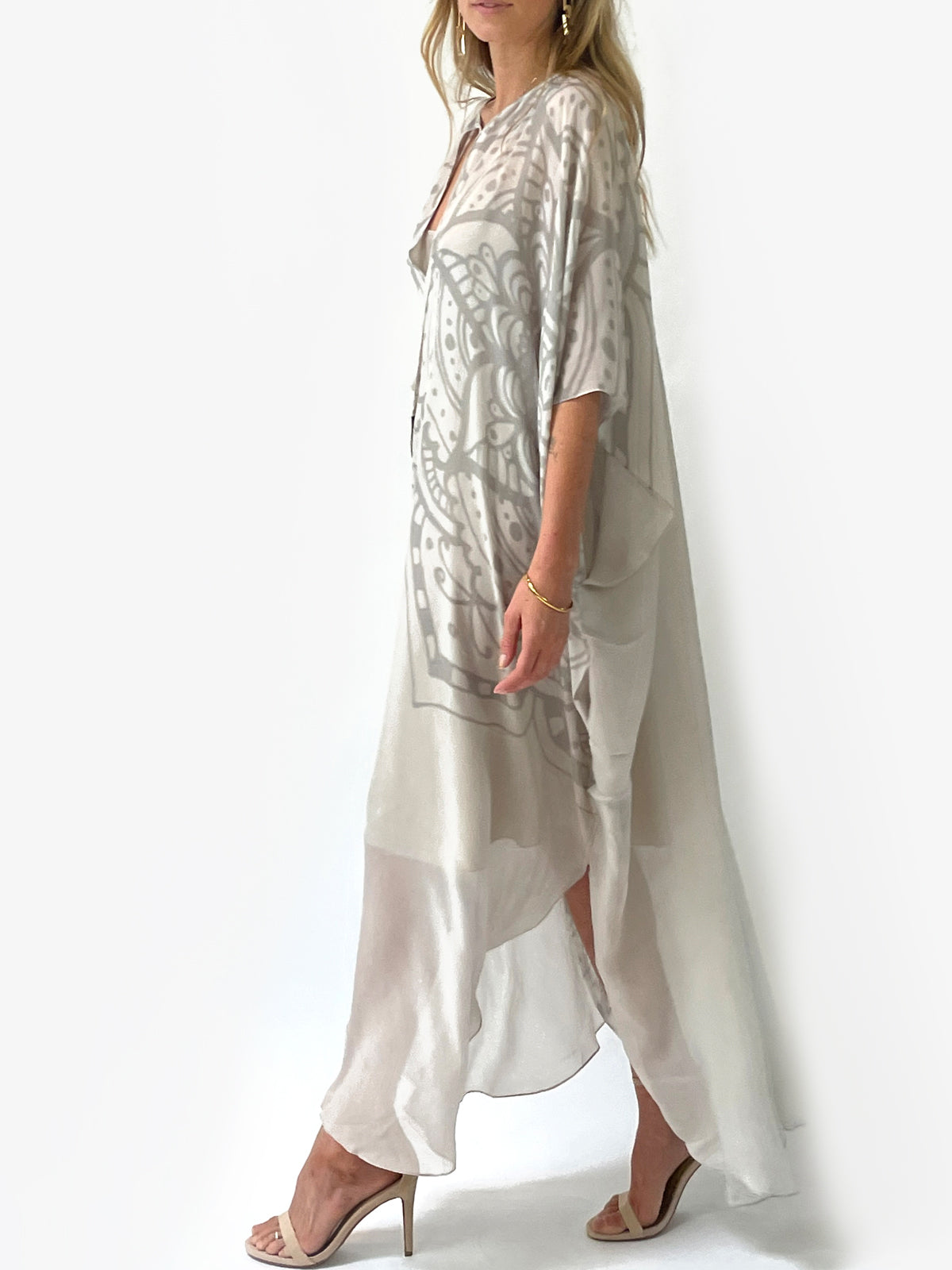 Mandala Silk Caftan | Taupe