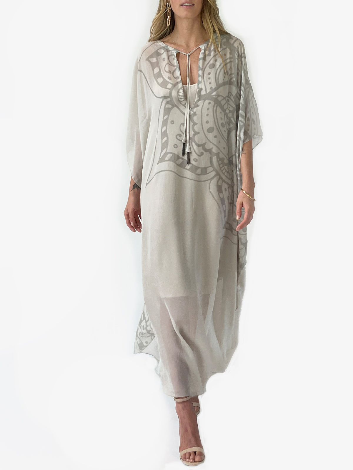 Mandala Silk Caftan | Taupe