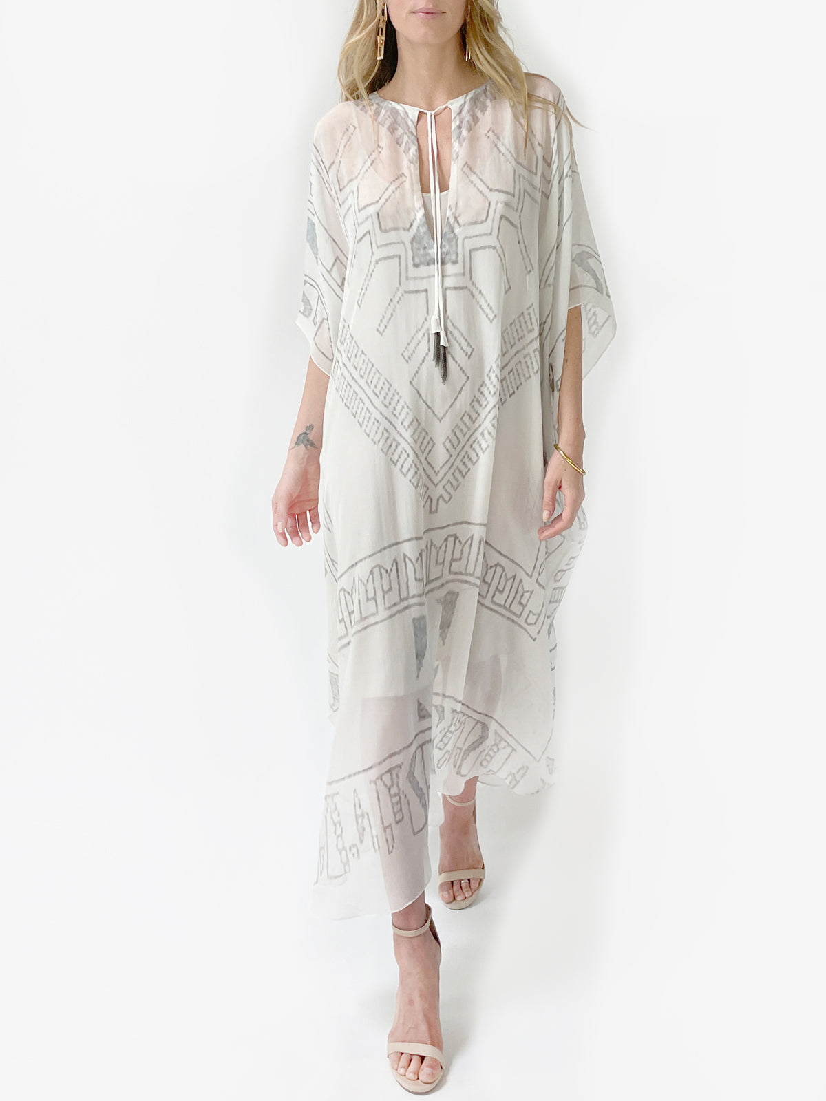 Marrakesh Silk Caftan | White