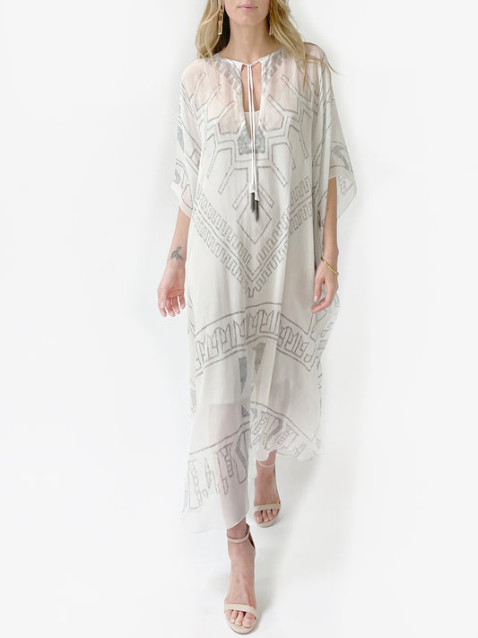 Marrakesh Silk Caftan | White