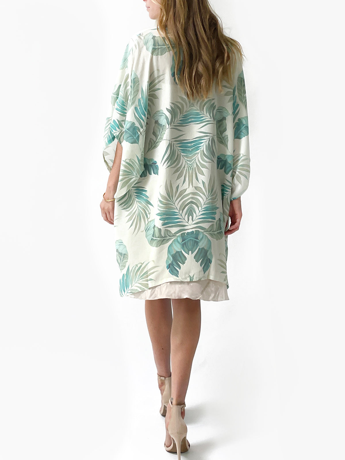 Palm Leaf Silk Kimono | Cream