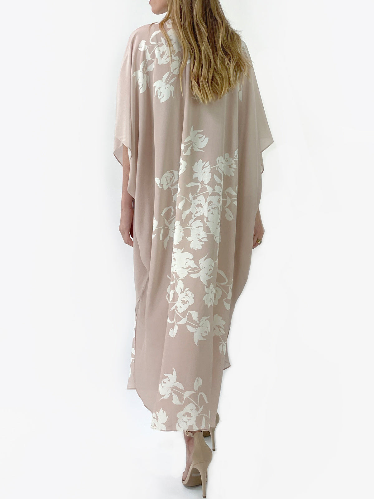 Scarlette Silk Crepe De Chine Caftan | Blush