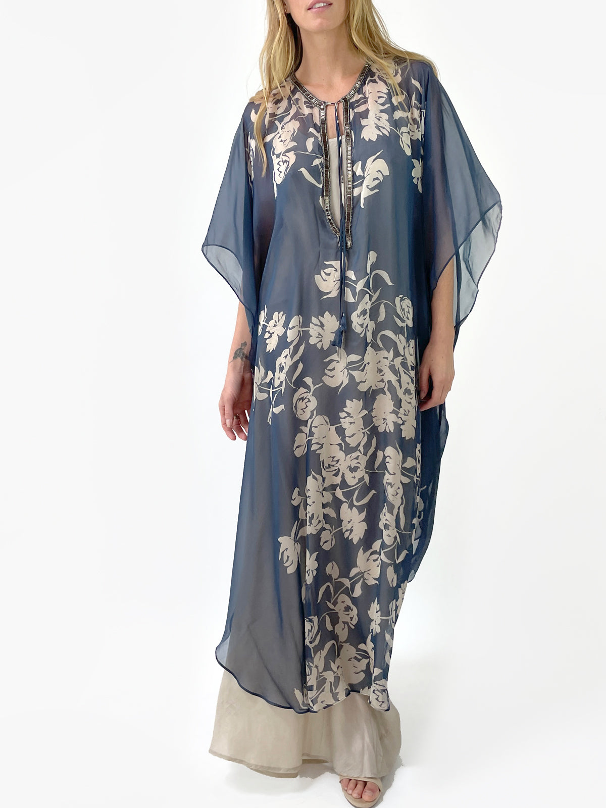 Scarlette Silk Chiffon Caftan | Blue