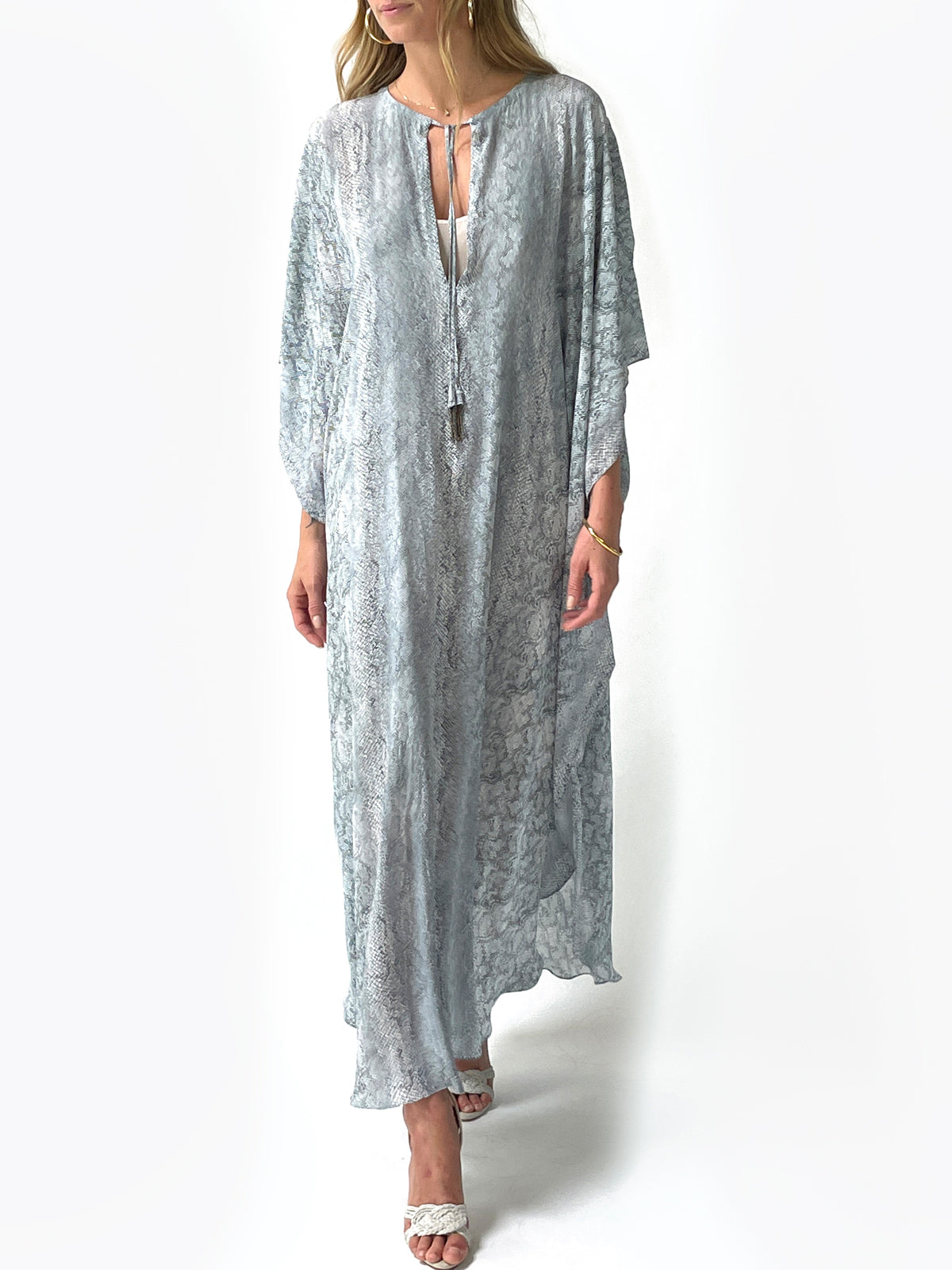 Tessa Silk Caftan | Sea Foam